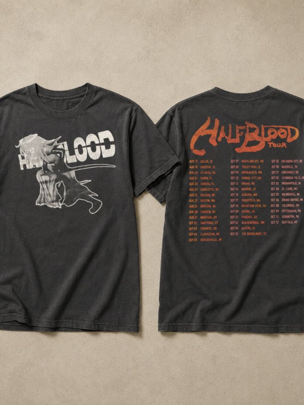Brakence Half Blood Tour 2026 Double-Sided Charcoal T-Shirt